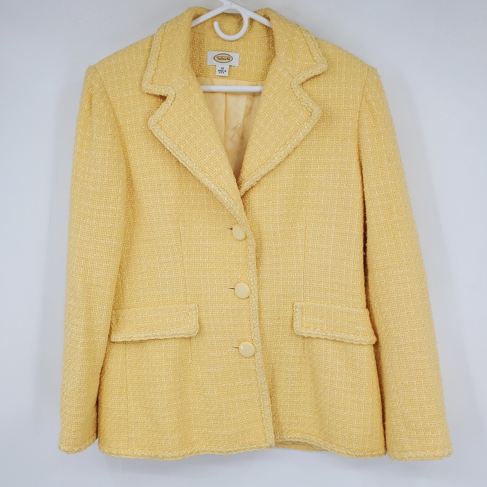 Vintage Talbots Butter Yellow Tweed Blazer Jacket 10 Cotaggecore Preppy Chic